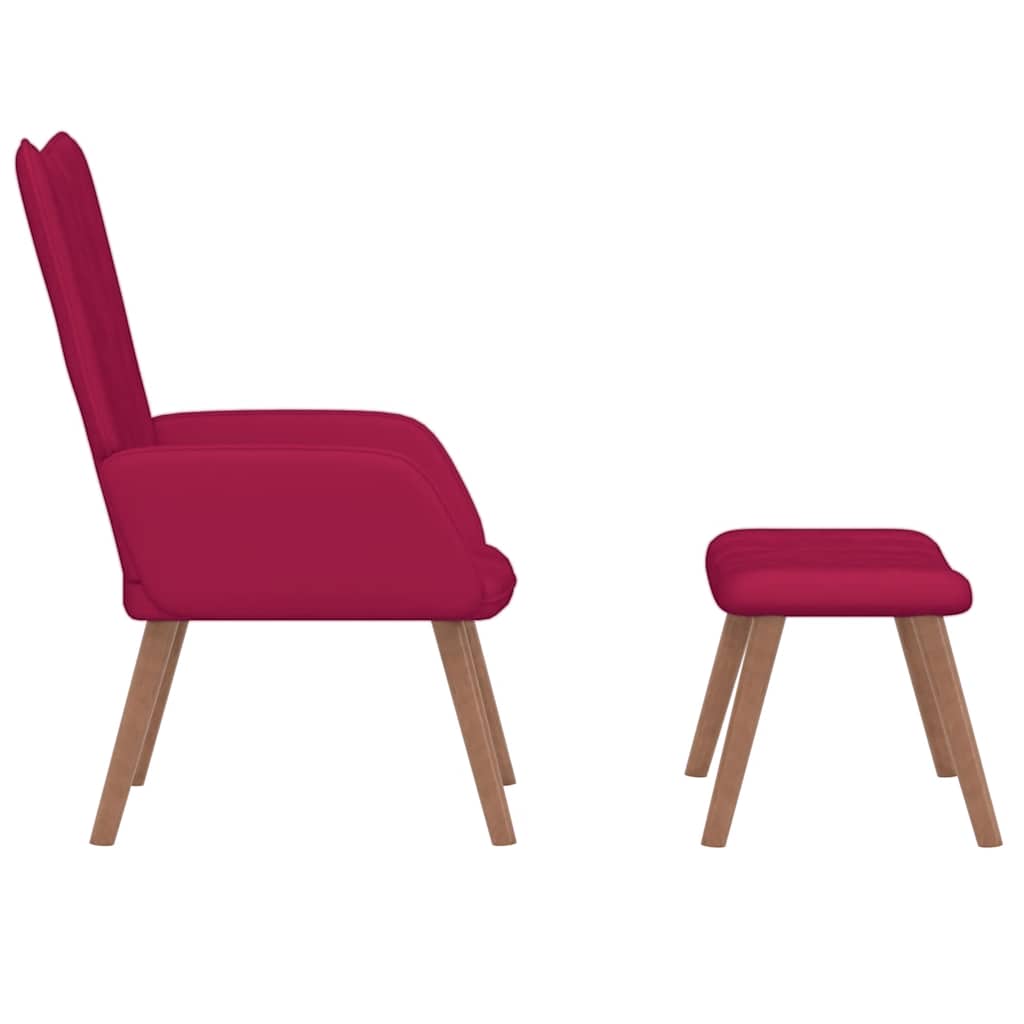 Relaxstoel met voetenbank fluweel wijnrood is nu te koop bij PeponiXL, paradijselijk wonen!