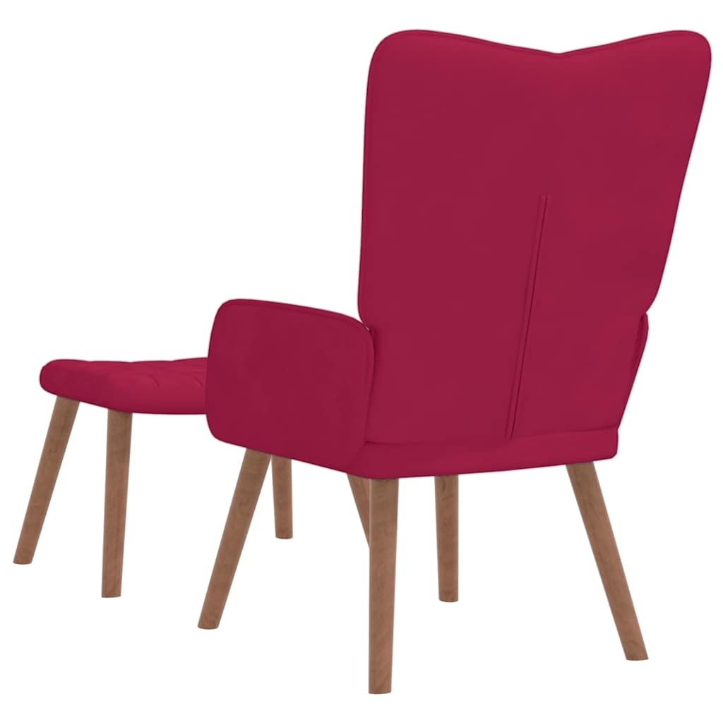 Relaxstoel met voetenbank fluweel wijnrood is nu te koop bij PeponiXL, paradijselijk wonen!