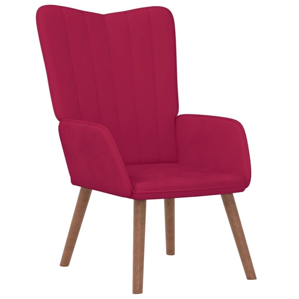 Relaxstoel met voetenbank fluweel wijnrood is nu te koop bij PeponiXL, paradijselijk wonen!