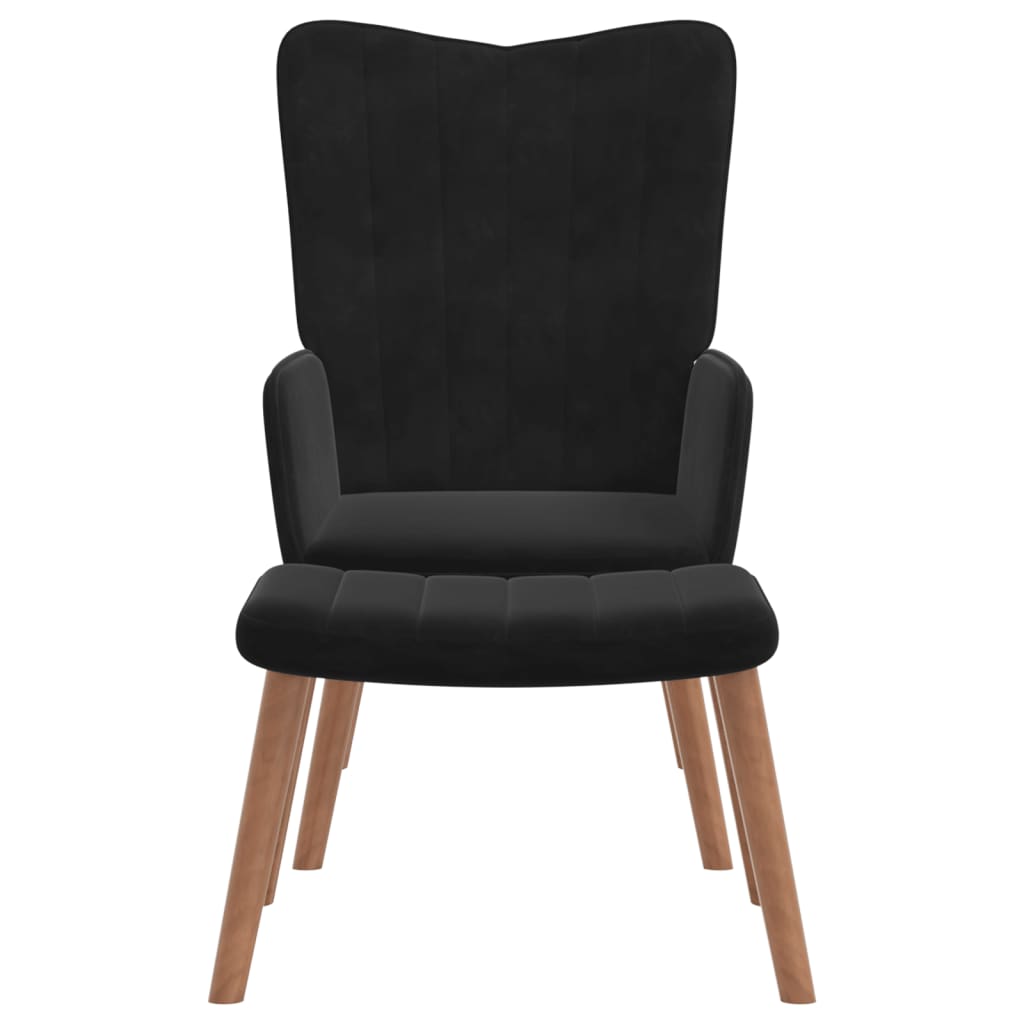 Relaxstoel met voetenbank fluweel zwart is nu te koop bij PeponiXL, paradijselijk wonen!