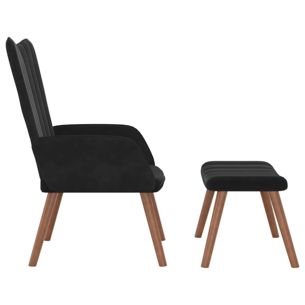 Relaxstoel met voetenbank fluweel zwart is nu te koop bij PeponiXL, paradijselijk wonen!