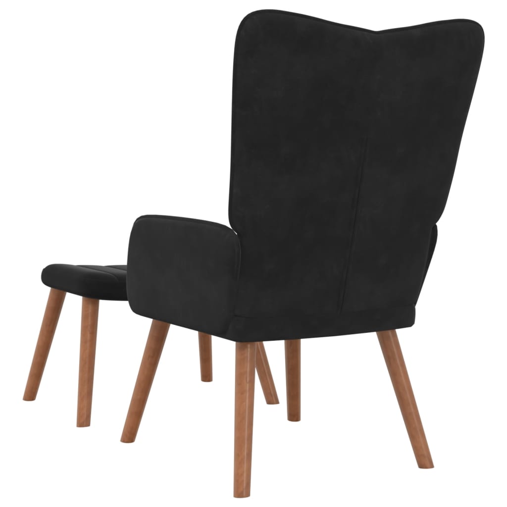 Relaxstoel met voetenbank fluweel zwart is nu te koop bij PeponiXL, paradijselijk wonen!