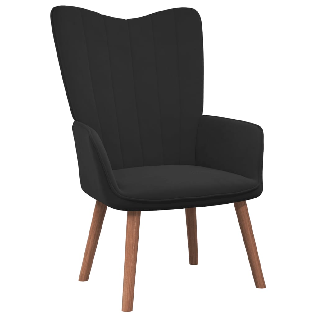 Relaxstoel met voetenbank fluweel zwart is nu te koop bij PeponiXL, paradijselijk wonen!