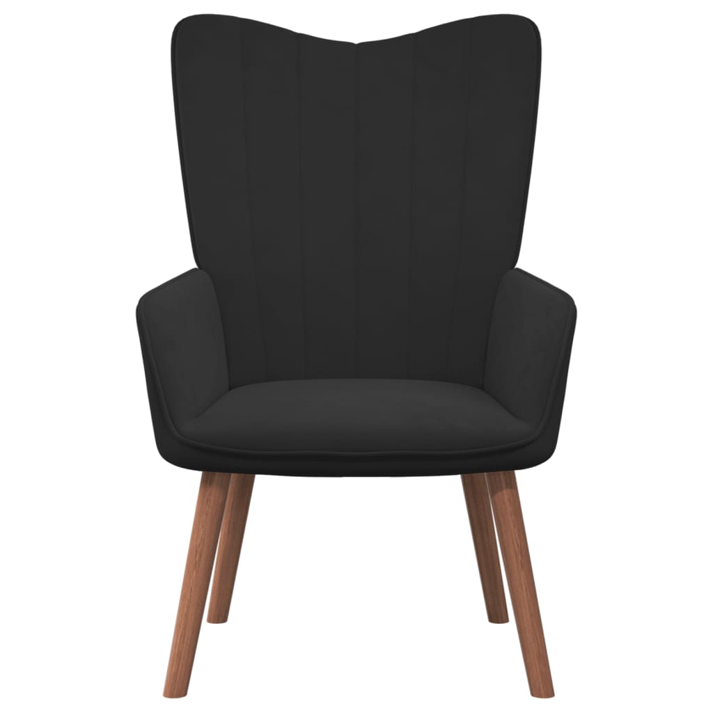 Relaxstoel met voetenbank fluweel zwart is nu te koop bij PeponiXL, paradijselijk wonen!