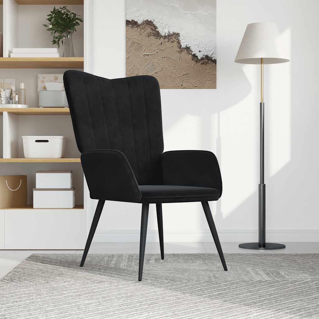 Relaxstoel fluweel zwart is nu te koop bij PeponiXL, paradijselijk wonen!