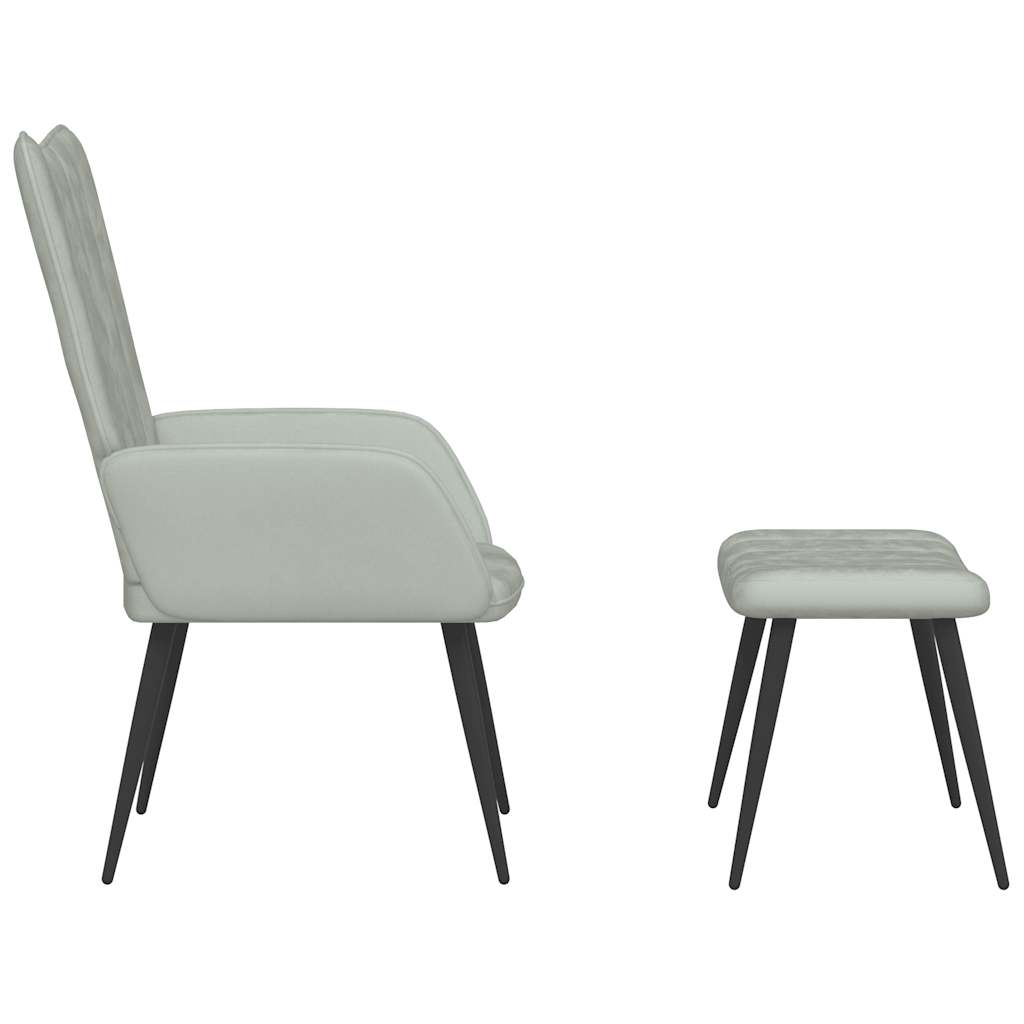 Relaxstoel met voetenbank fluweel lichtgrijs is nu te koop bij PeponiXL, paradijselijk wonen!