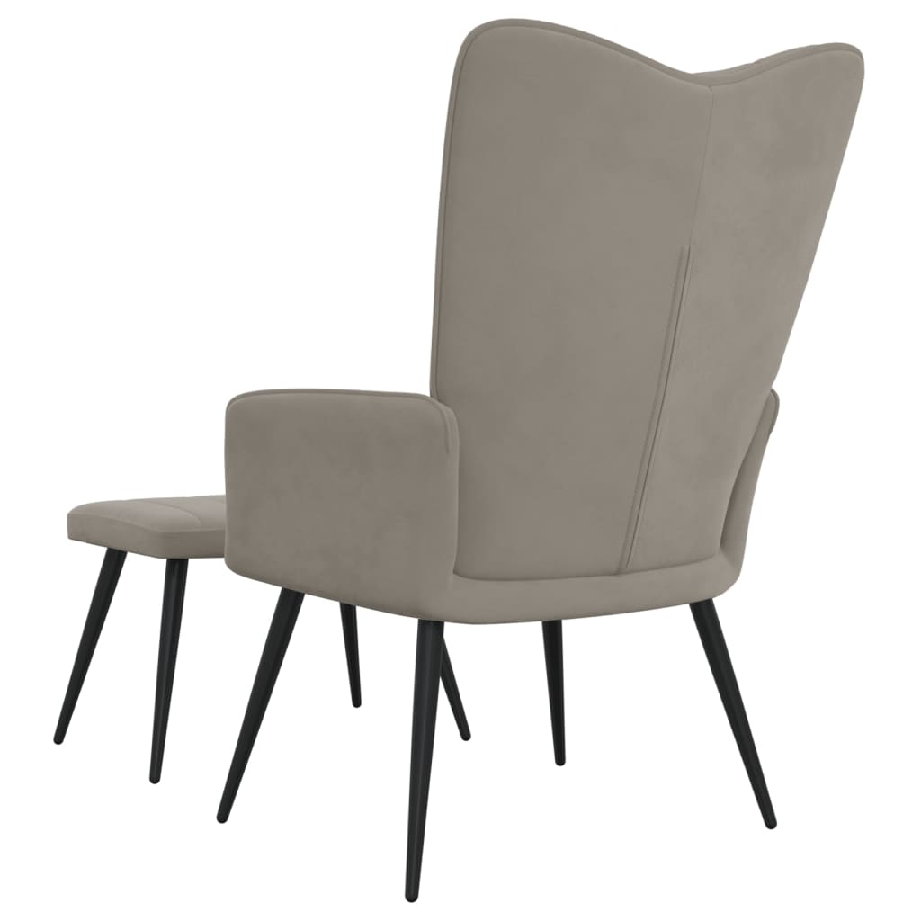 Relaxstoel met voetenbank fluweel lichtgrijs is nu te koop bij PeponiXL, paradijselijk wonen!