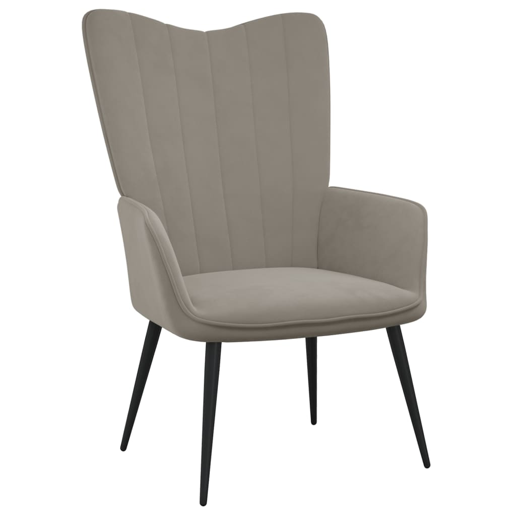 Relaxstoel met voetenbank fluweel lichtgrijs is nu te koop bij PeponiXL, paradijselijk wonen!