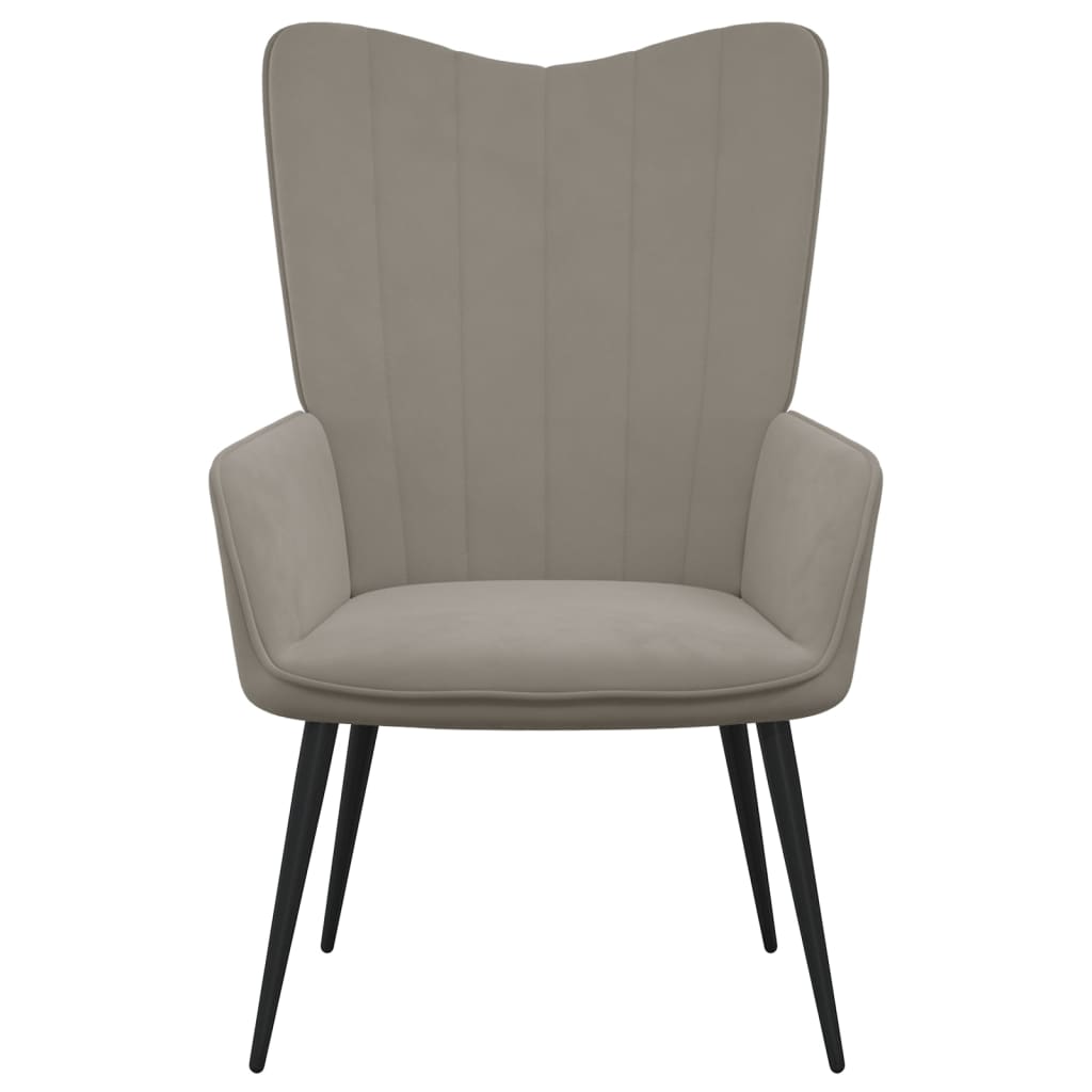 Relaxstoel met voetenbank fluweel lichtgrijs is nu te koop bij PeponiXL, paradijselijk wonen!