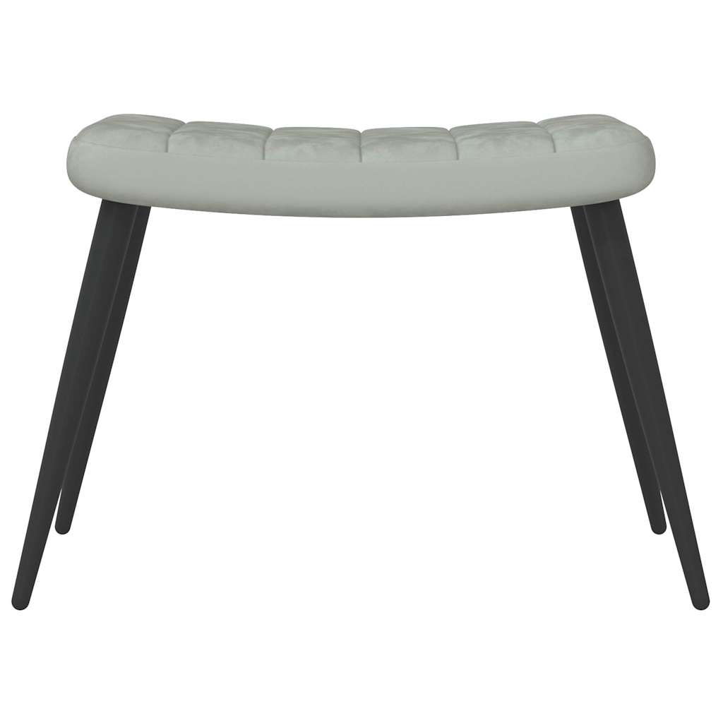 Relaxstoel met voetenbank fluweel lichtgrijs is nu te koop bij PeponiXL, paradijselijk wonen!