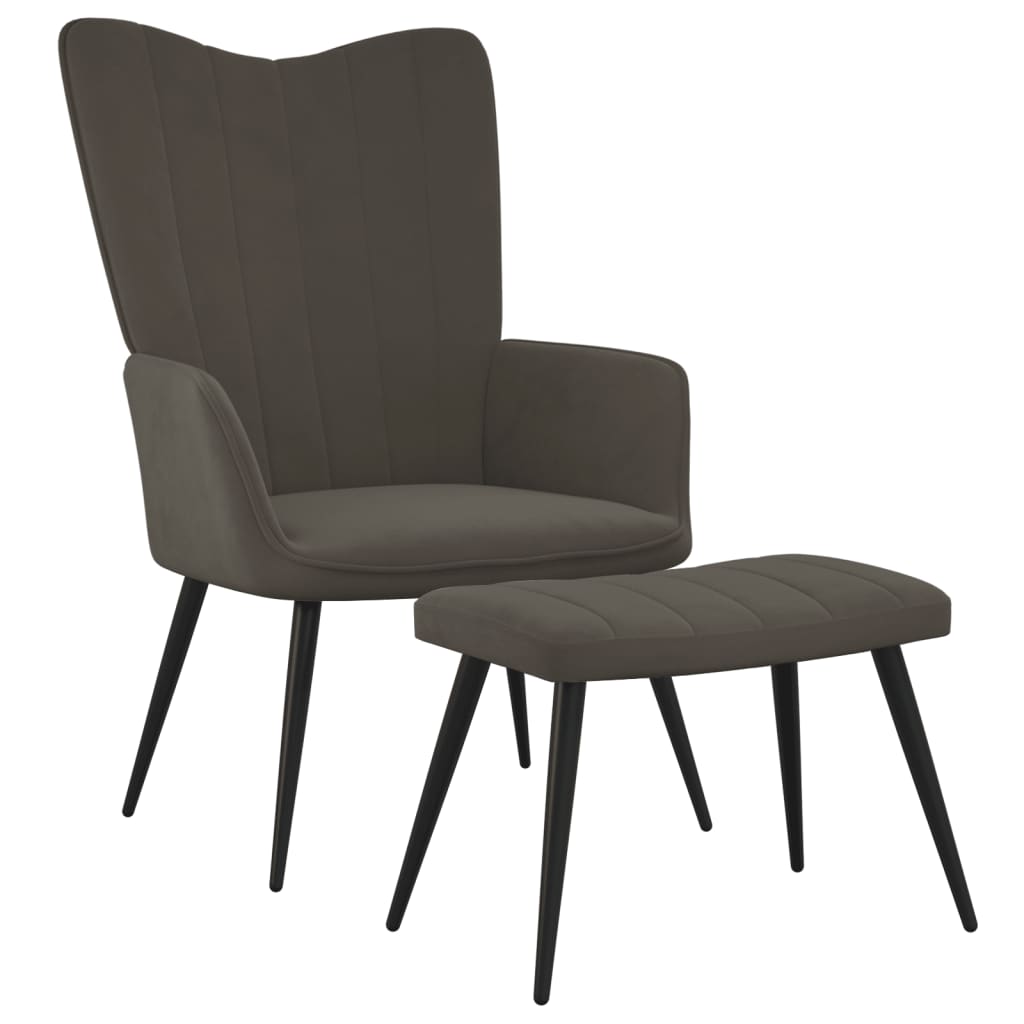 Relaxstoel met voetenbank fluweel donkergrijs is nu te koop bij PeponiXL, paradijselijk wonen!