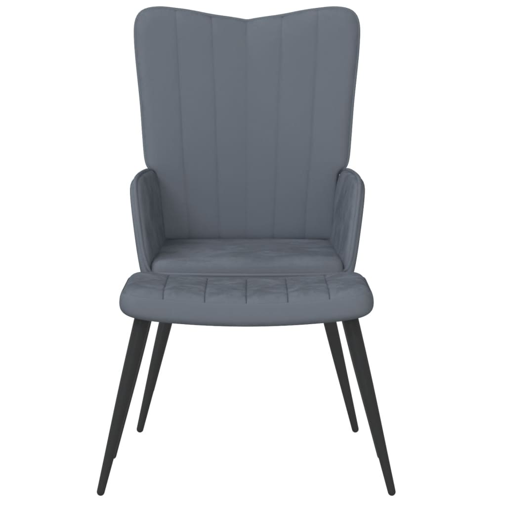 Relaxstoel met voetenbank fluweel donkergrijs is nu te koop bij PeponiXL, paradijselijk wonen!