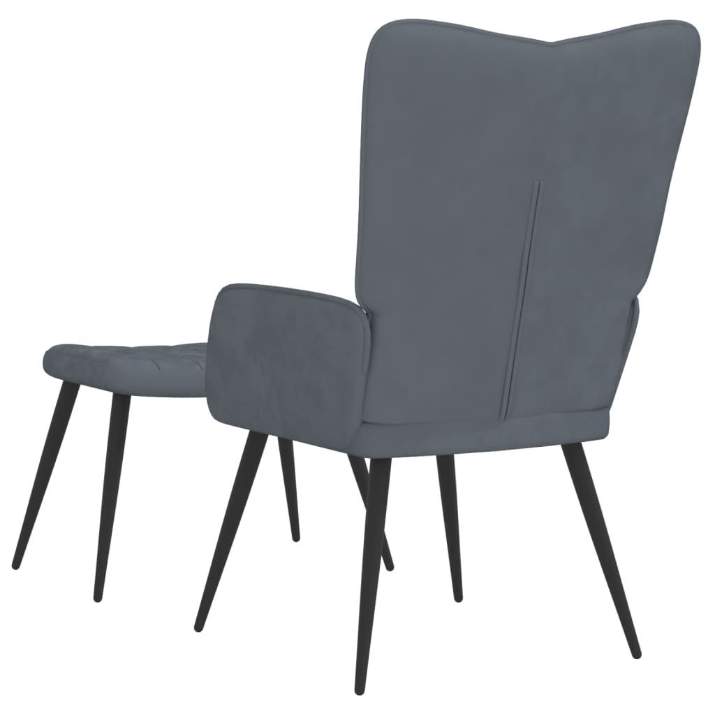 Relaxstoel met voetenbank fluweel donkergrijs is nu te koop bij PeponiXL, paradijselijk wonen!
