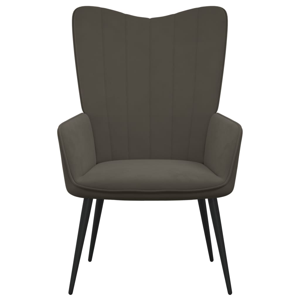 Relaxstoel met voetenbank fluweel donkergrijs is nu te koop bij PeponiXL, paradijselijk wonen!