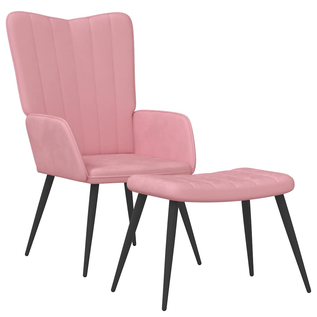 Relaxstoel met voetenbank fluweel roze is nu te koop bij PeponiXL, paradijselijk wonen!