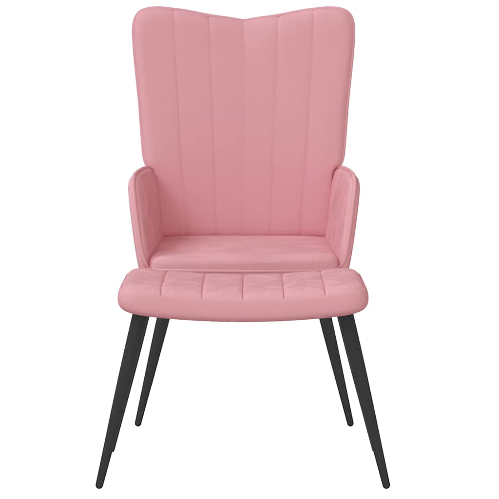 Relaxstoel met voetenbank fluweel roze is nu te koop bij PeponiXL, paradijselijk wonen!