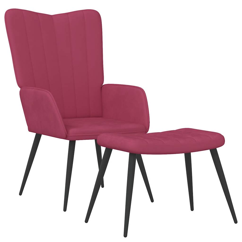 Relaxstoel met voetenbank fluweel wijnrood is nu te koop bij PeponiXL, paradijselijk wonen!