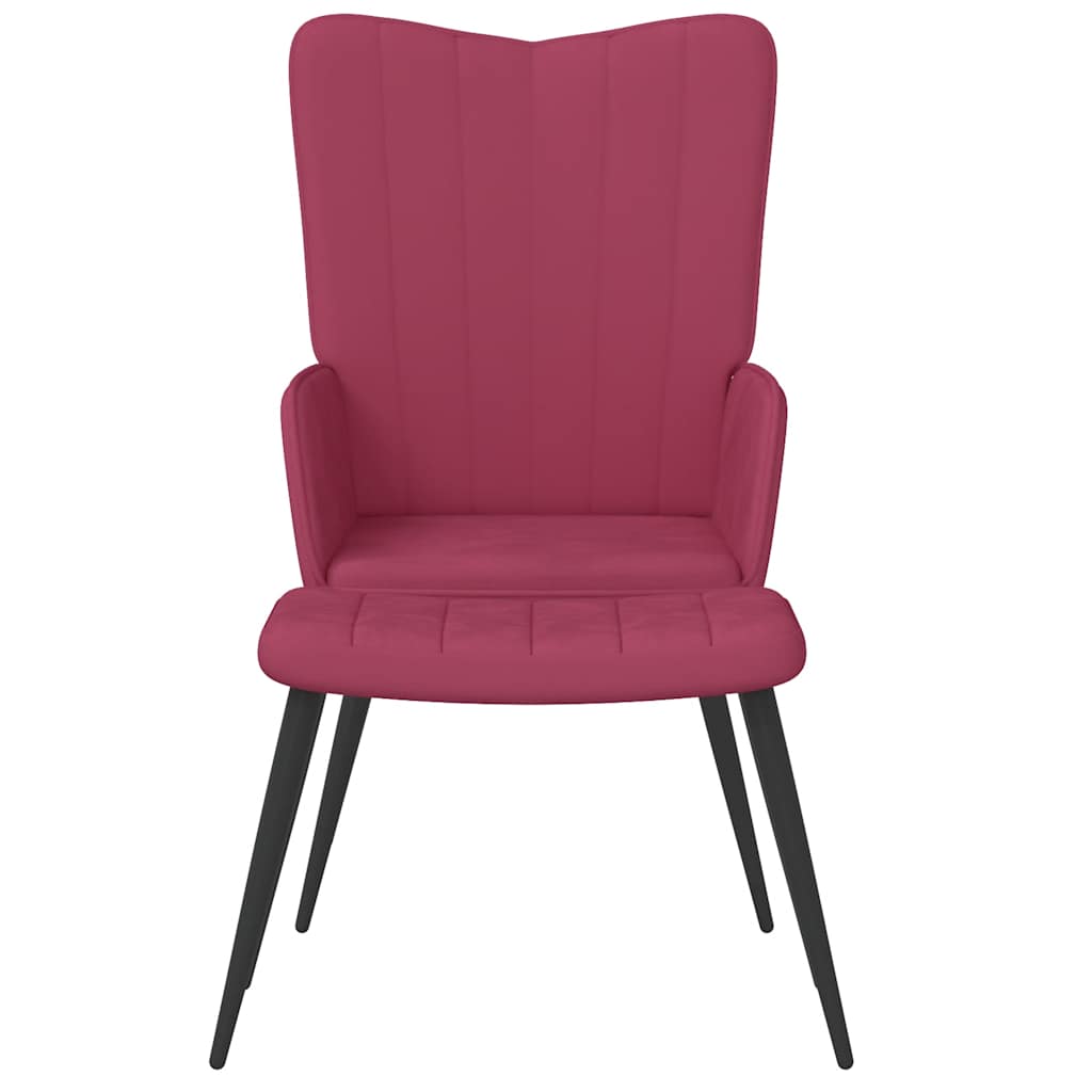 Relaxstoel met voetenbank fluweel wijnrood is nu te koop bij PeponiXL, paradijselijk wonen!