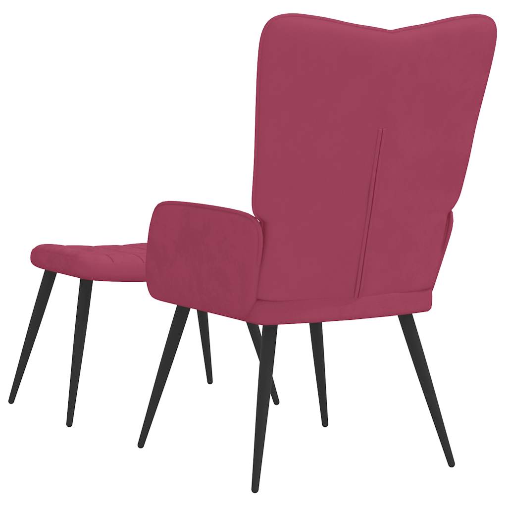 Relaxstoel met voetenbank fluweel wijnrood is nu te koop bij PeponiXL, paradijselijk wonen!