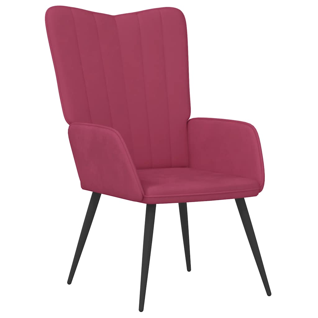 Relaxstoel met voetenbank fluweel wijnrood is nu te koop bij PeponiXL, paradijselijk wonen!