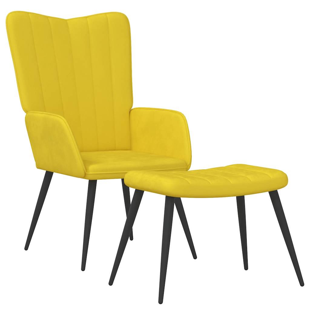 Relaxstoel met voetenbank fluweel mosterdgeel is nu te koop bij PeponiXL, paradijselijk wonen!