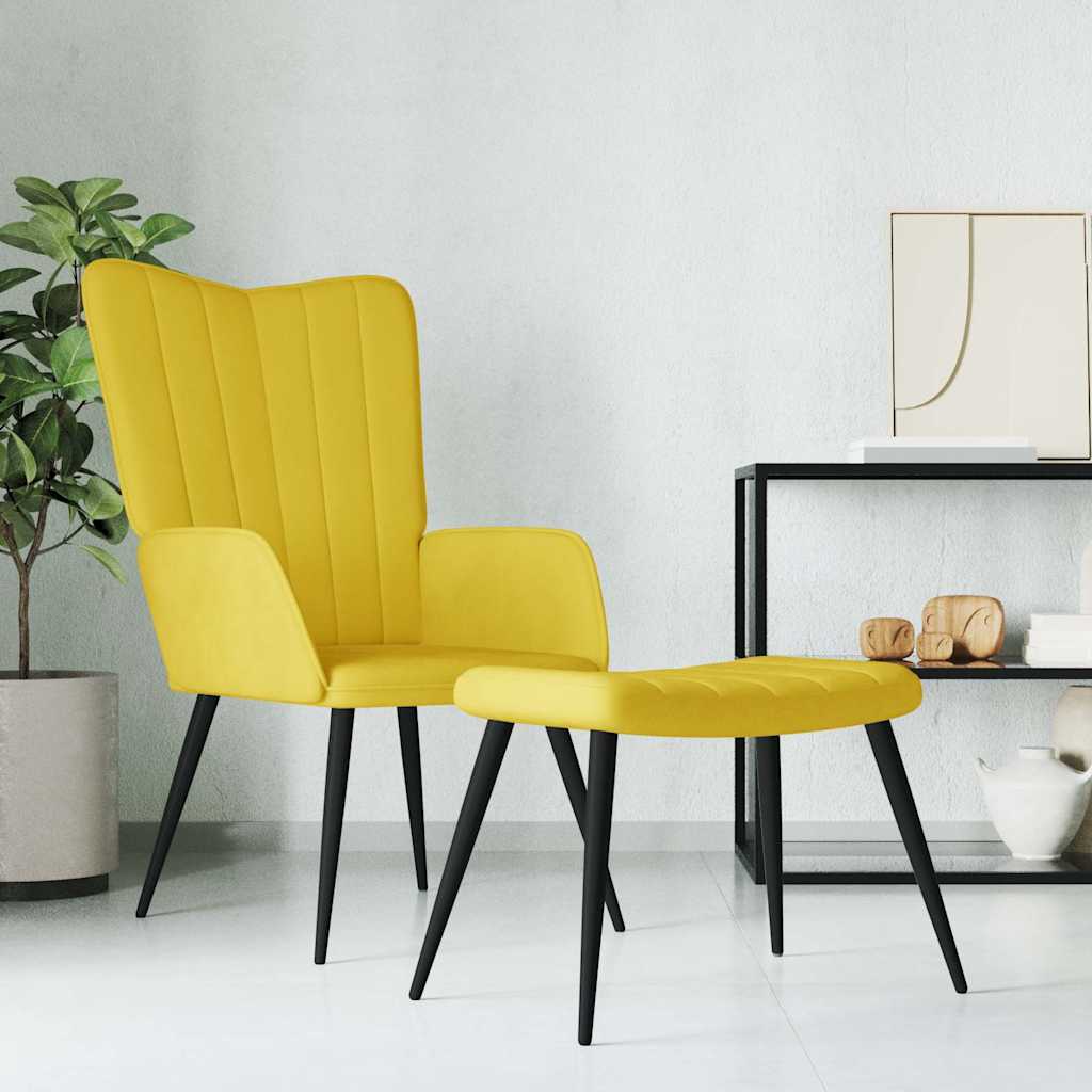 Relaxstoel met voetenbank fluweel mosterdgeel is nu te koop bij PeponiXL, paradijselijk wonen!