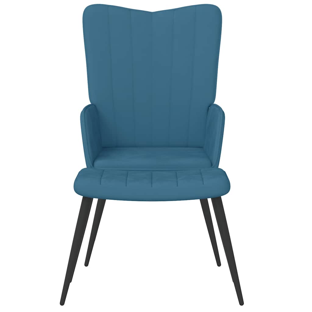 Relaxstoel met voetenbank fluweel blauw is nu te koop bij PeponiXL, paradijselijk wonen!