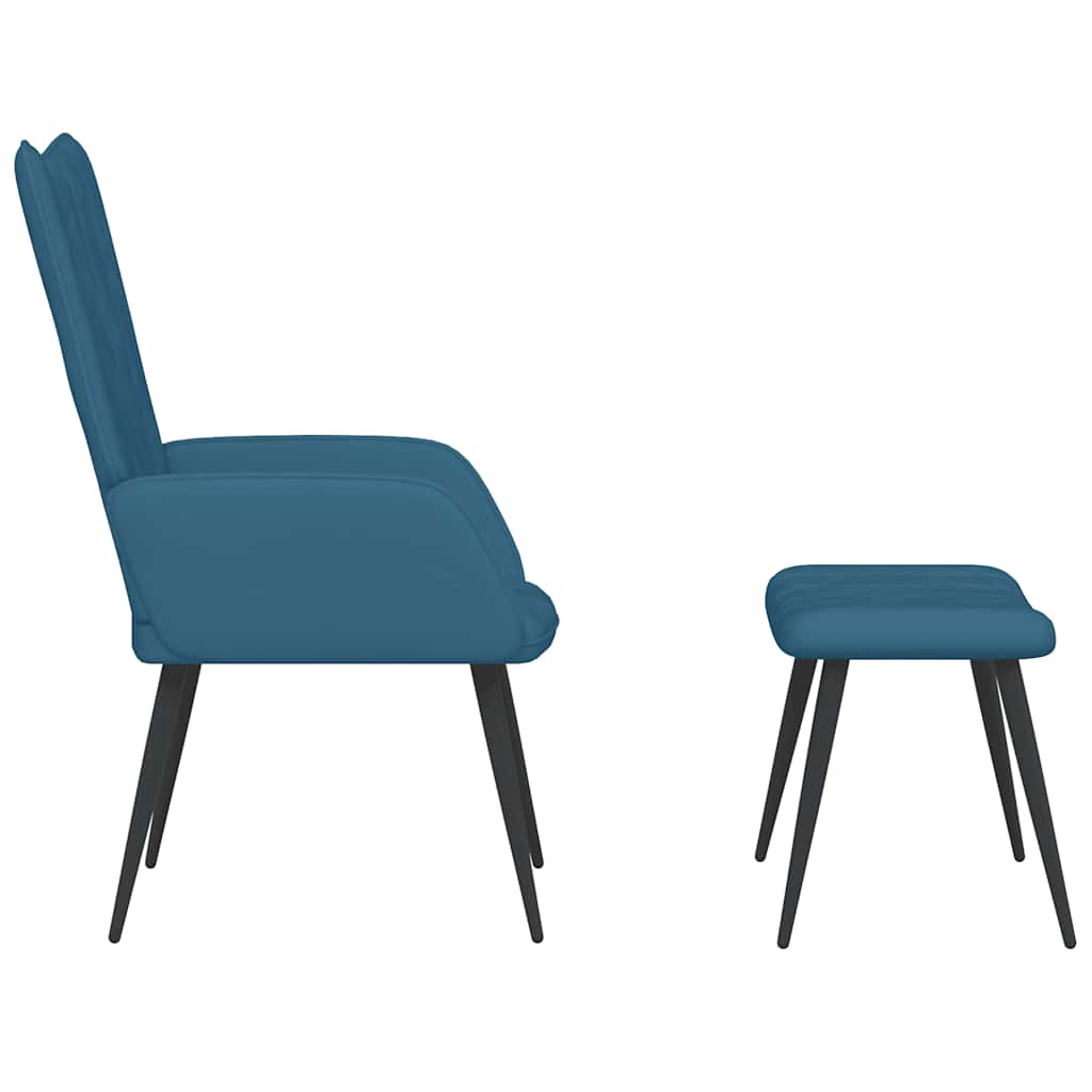Relaxstoel met voetenbank fluweel blauw is nu te koop bij PeponiXL, paradijselijk wonen!