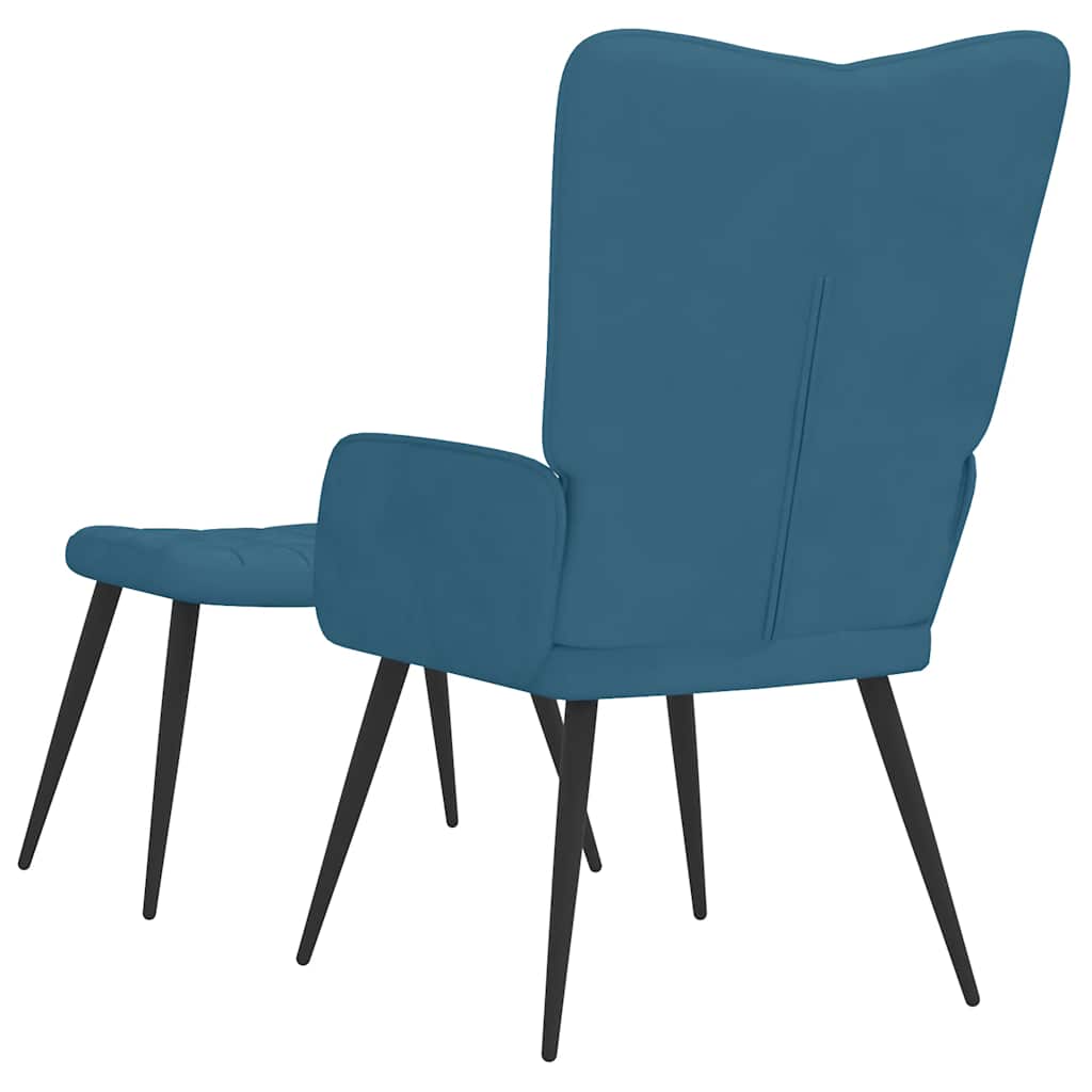 Relaxstoel met voetenbank fluweel blauw is nu te koop bij PeponiXL, paradijselijk wonen!