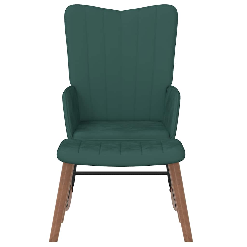 Schommelstoel met voetenbank fluweel donkergroen is nu te koop bij PeponiXL, paradijselijk wonen!