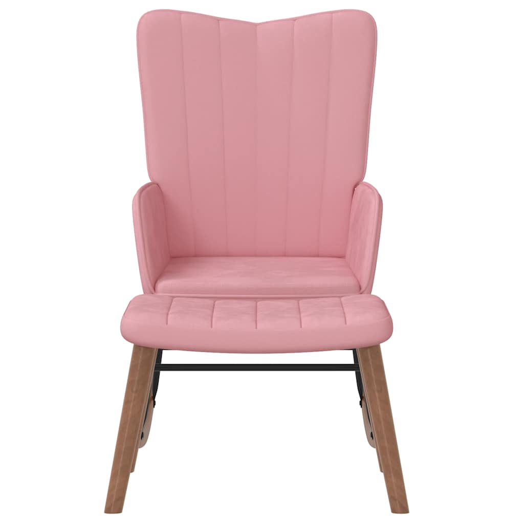 Schommelstoel met voetenbank fluweel roze is nu te koop bij PeponiXL, paradijselijk wonen!