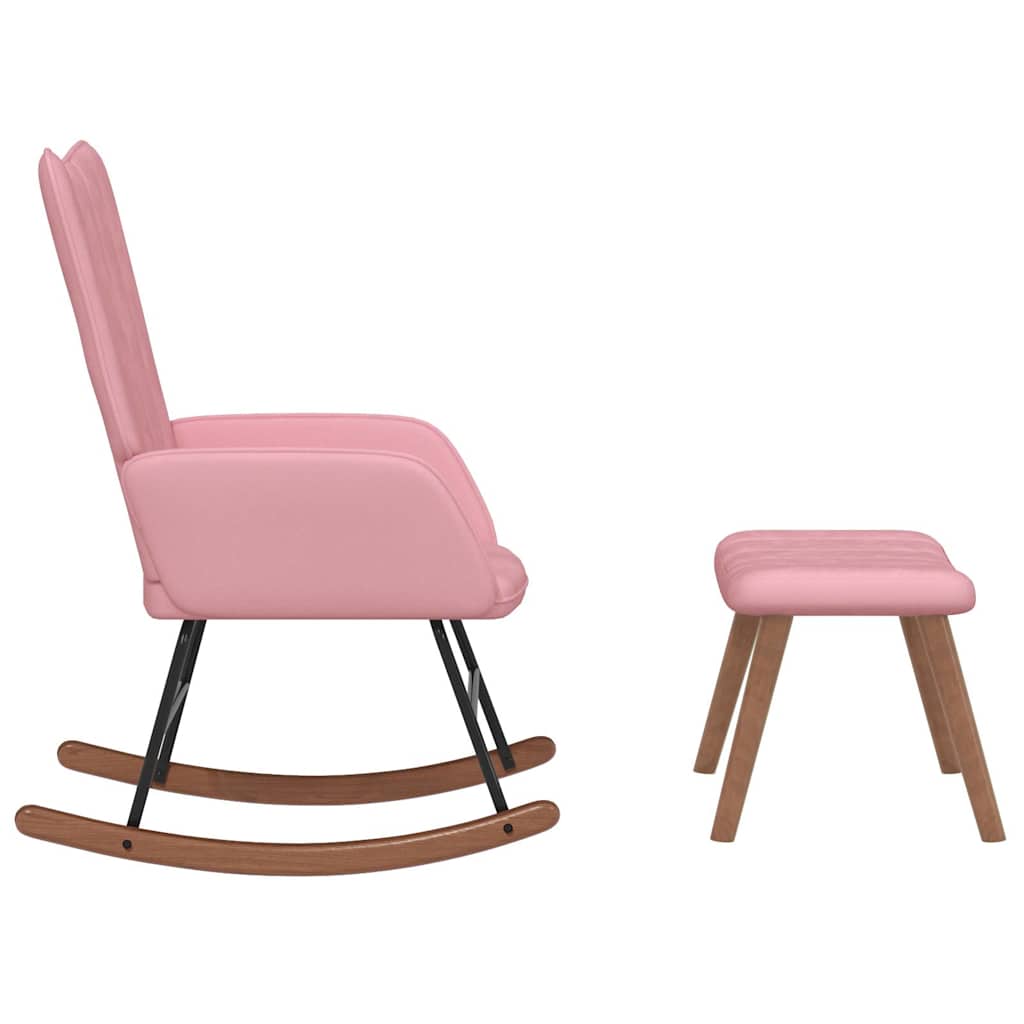 Schommelstoel met voetenbank fluweel roze is nu te koop bij PeponiXL, paradijselijk wonen!