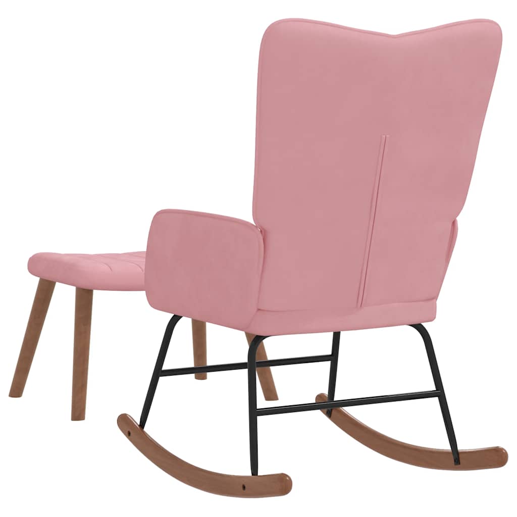 Schommelstoel met voetenbank fluweel roze is nu te koop bij PeponiXL, paradijselijk wonen!