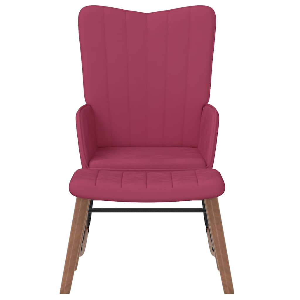 Schommelstoel met voetenbank fluweel wijnrood is nu te koop bij PeponiXL, paradijselijk wonen!