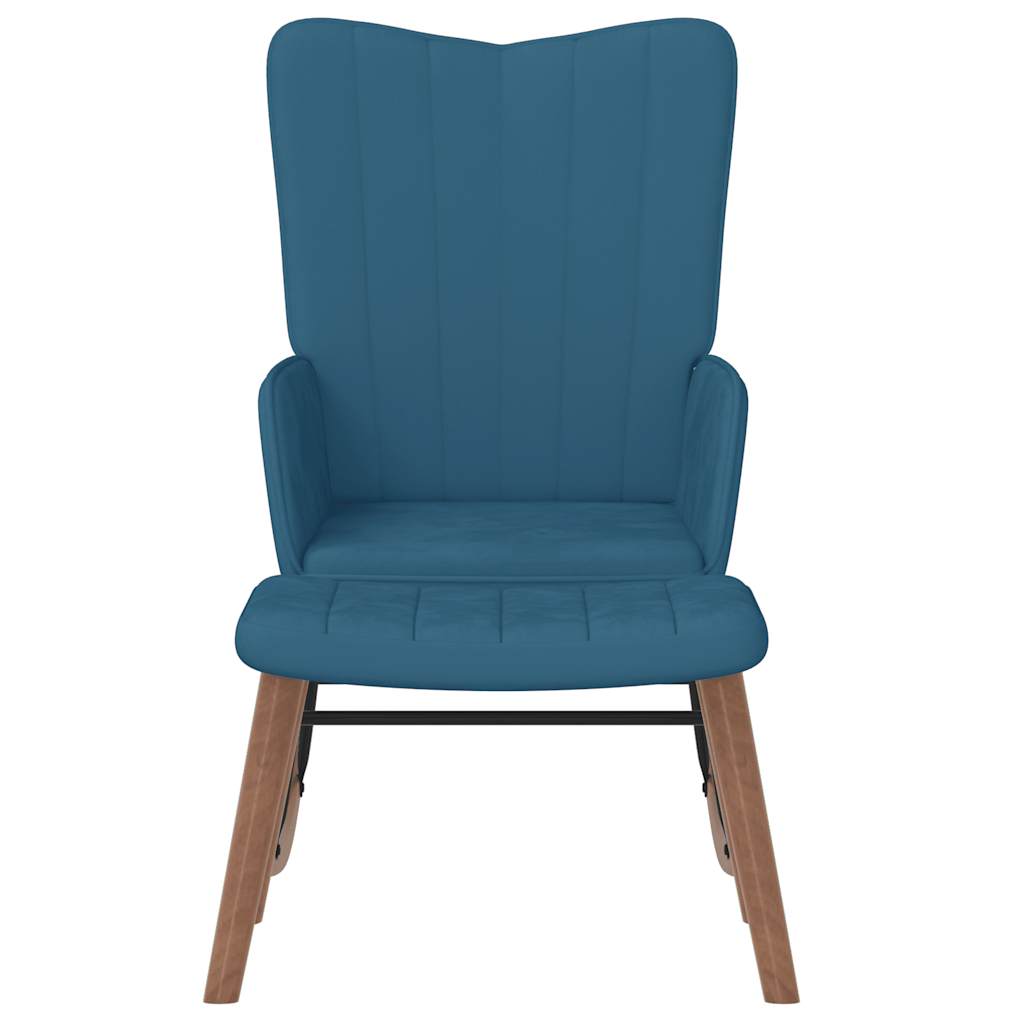 Schommelstoel met voetenbank fluweel blauw is nu te koop bij PeponiXL, paradijselijk wonen!
