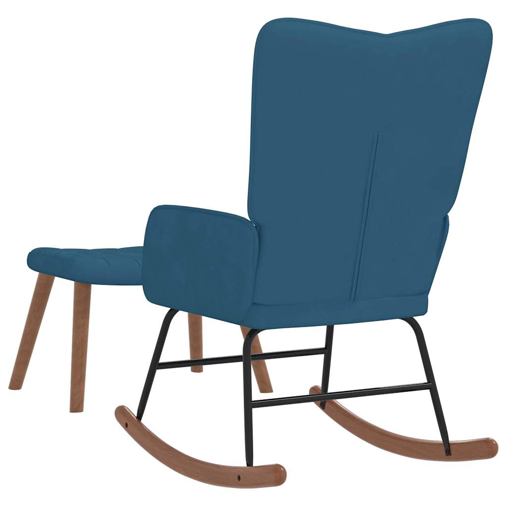 Schommelstoel met voetenbank fluweel blauw is nu te koop bij PeponiXL, paradijselijk wonen!