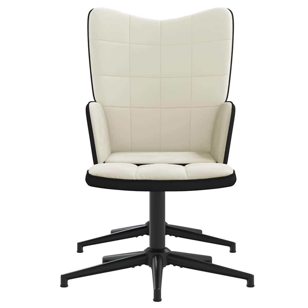 Relaxstoel met voetenbank fluweel en PVC crèmewit is nu te koop bij PeponiXL, paradijselijk wonen!