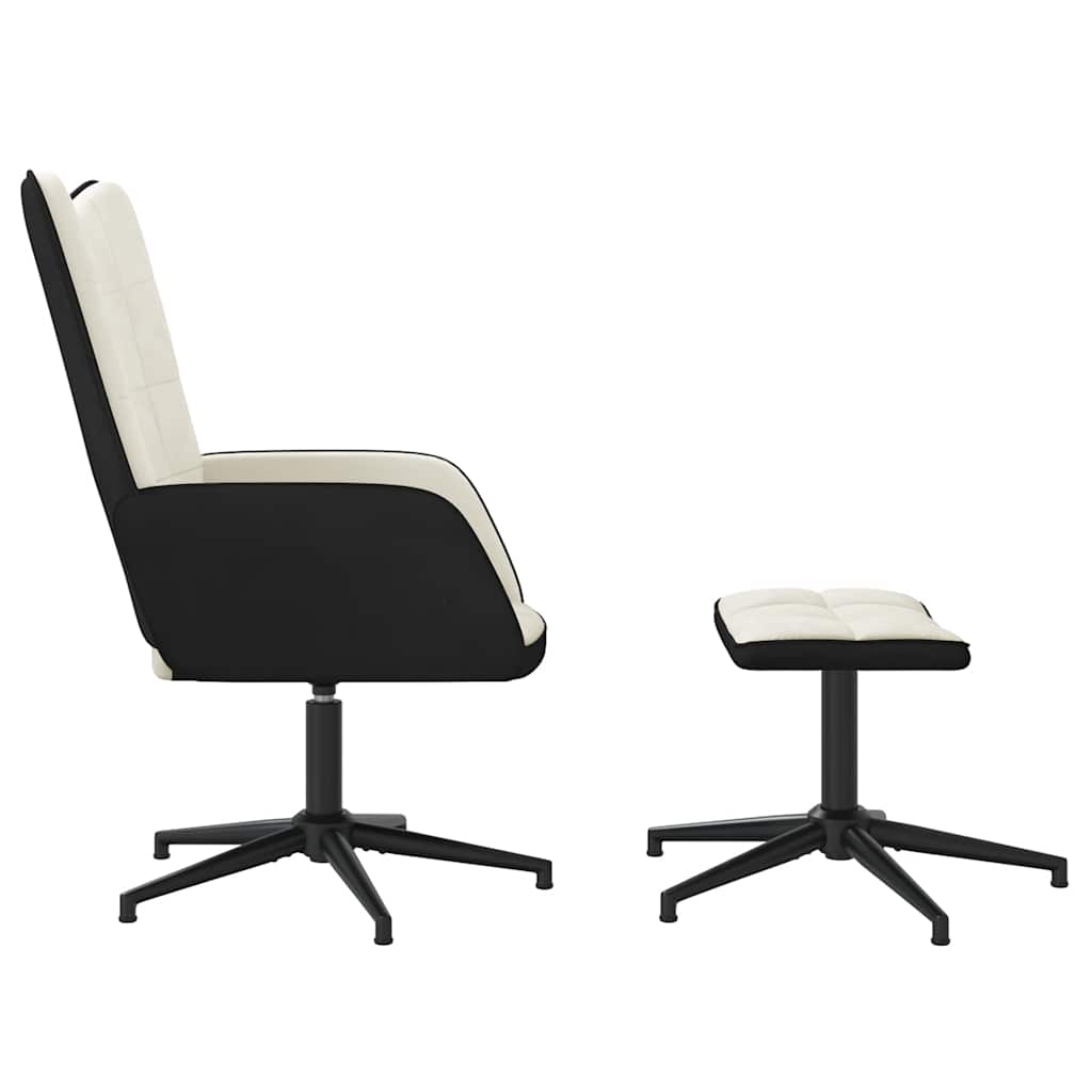 Relaxstoel met voetenbank fluweel en PVC crèmewit is nu te koop bij PeponiXL, paradijselijk wonen!