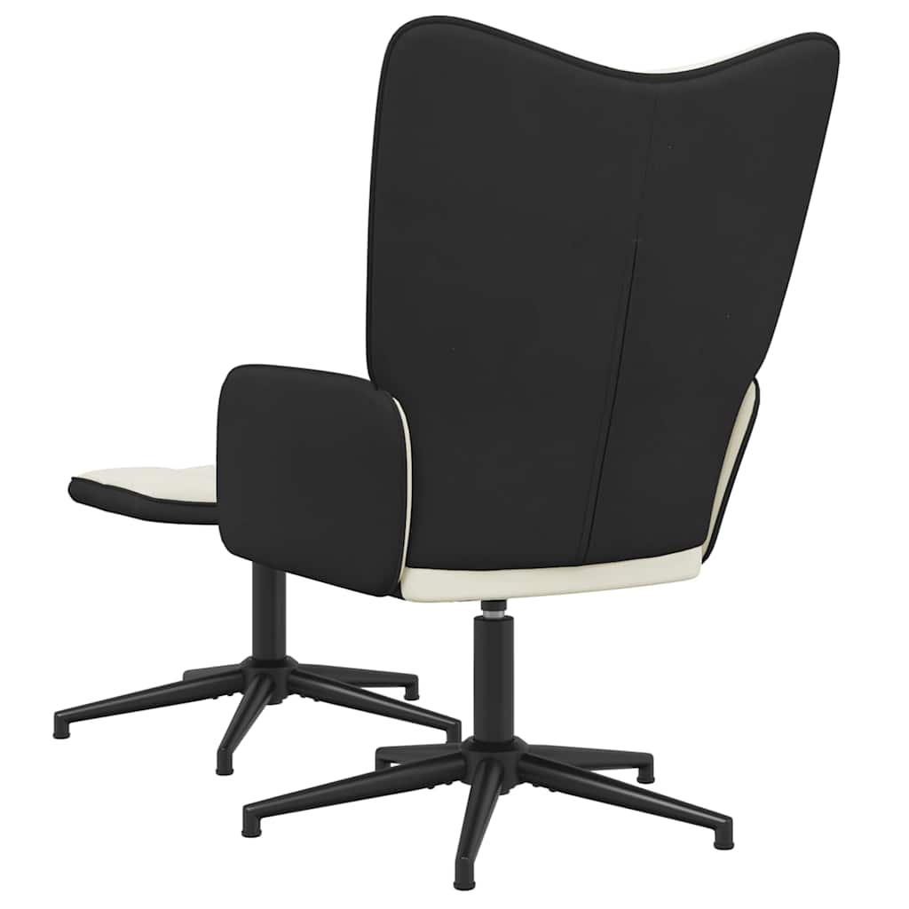 Relaxstoel met voetenbank fluweel en PVC crèmewit is nu te koop bij PeponiXL, paradijselijk wonen!