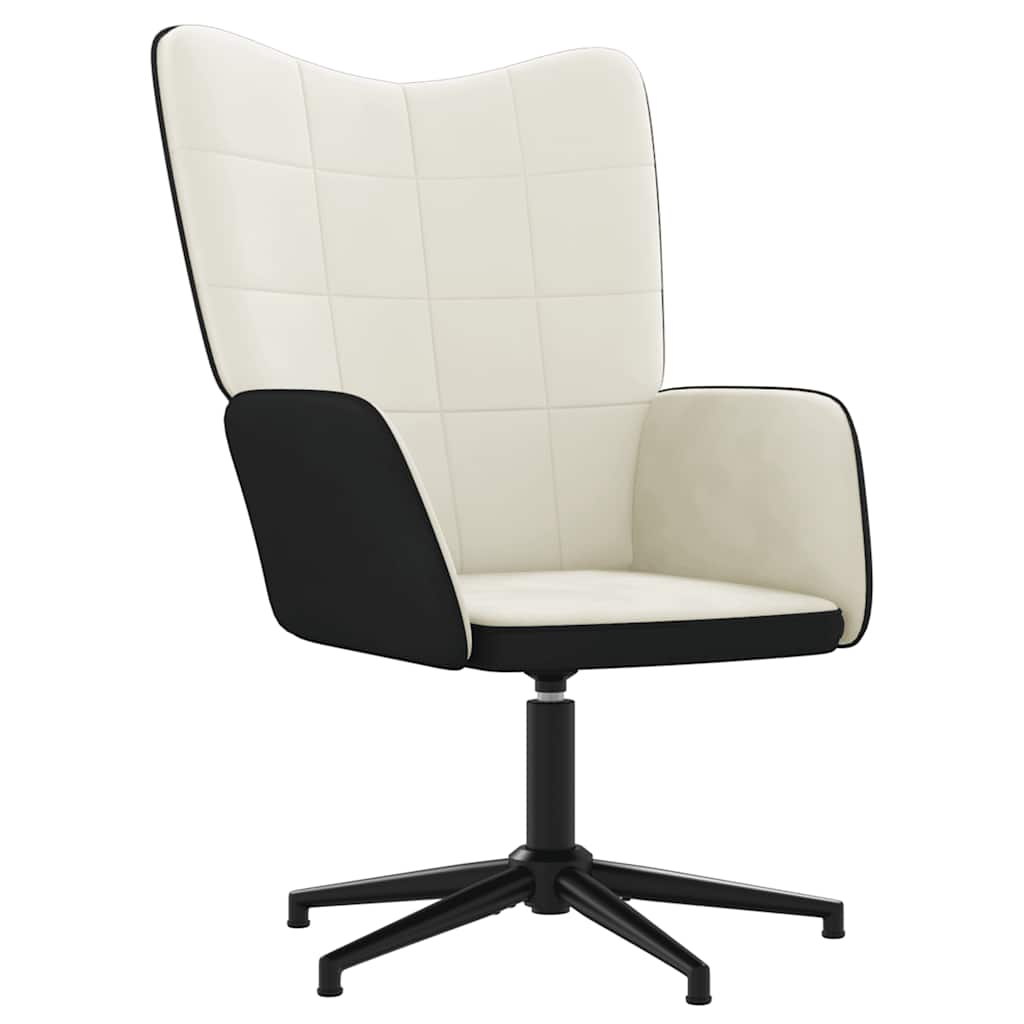 Relaxstoel met voetenbank fluweel en PVC crèmewit is nu te koop bij PeponiXL, paradijselijk wonen!