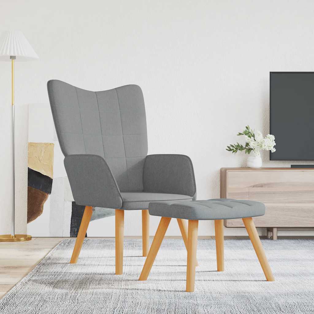 Relaxstoel met voetenbank stof lichtgrijs is nu te koop bij PeponiXL, paradijselijk wonen!