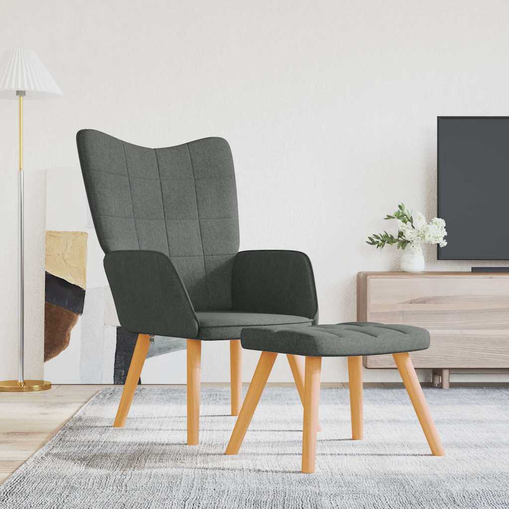 Relaxstoel met voetenbank stof donkergrijs is nu te koop bij PeponiXL, paradijselijk wonen!