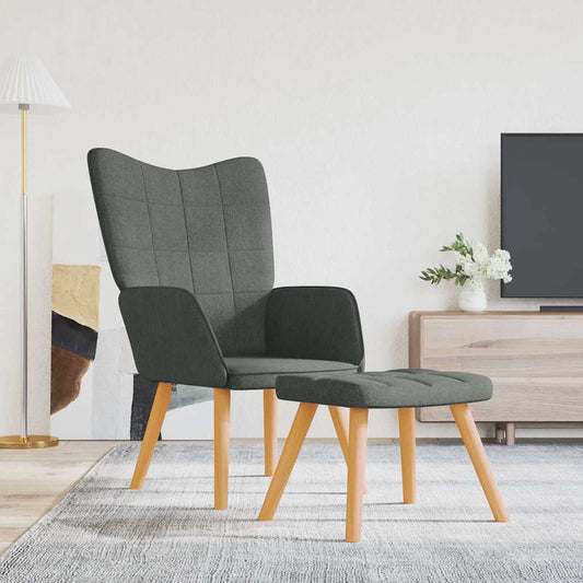 Relaxstoel met voetenbank stof donkergrijs is nu te koop bij PeponiXL, paradijselijk wonen!