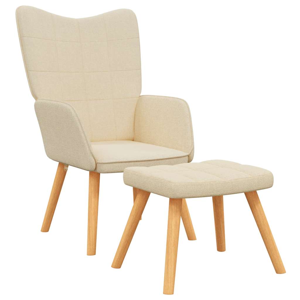 Relaxstoel met voetenbank stof crèmekleurig is nu te koop bij PeponiXL, paradijselijk wonen!