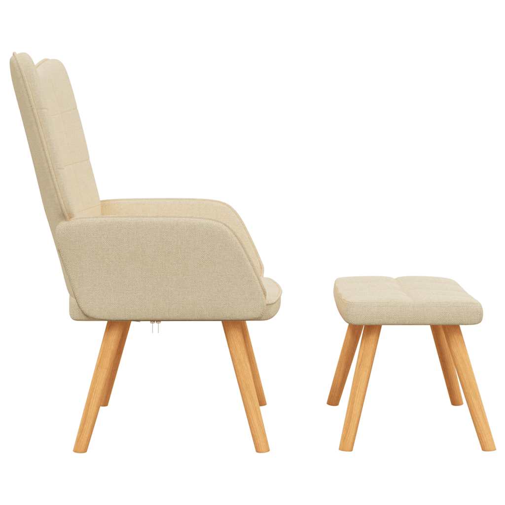 Relaxstoel met voetenbank stof crèmekleurig is nu te koop bij PeponiXL, paradijselijk wonen!