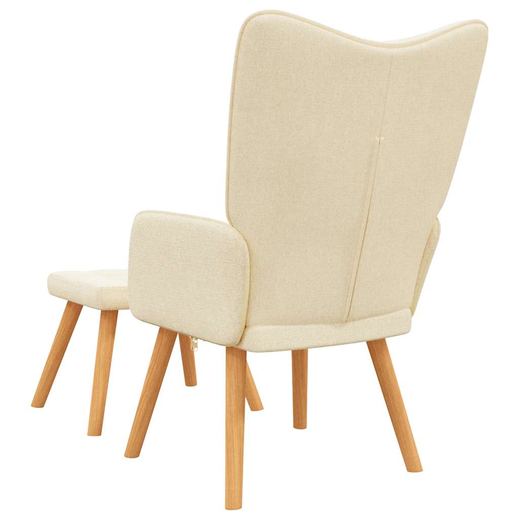 Relaxstoel met voetenbank stof crèmekleurig is nu te koop bij PeponiXL, paradijselijk wonen!