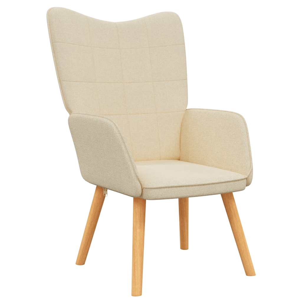 Relaxstoel met voetenbank stof crèmekleurig is nu te koop bij PeponiXL, paradijselijk wonen!