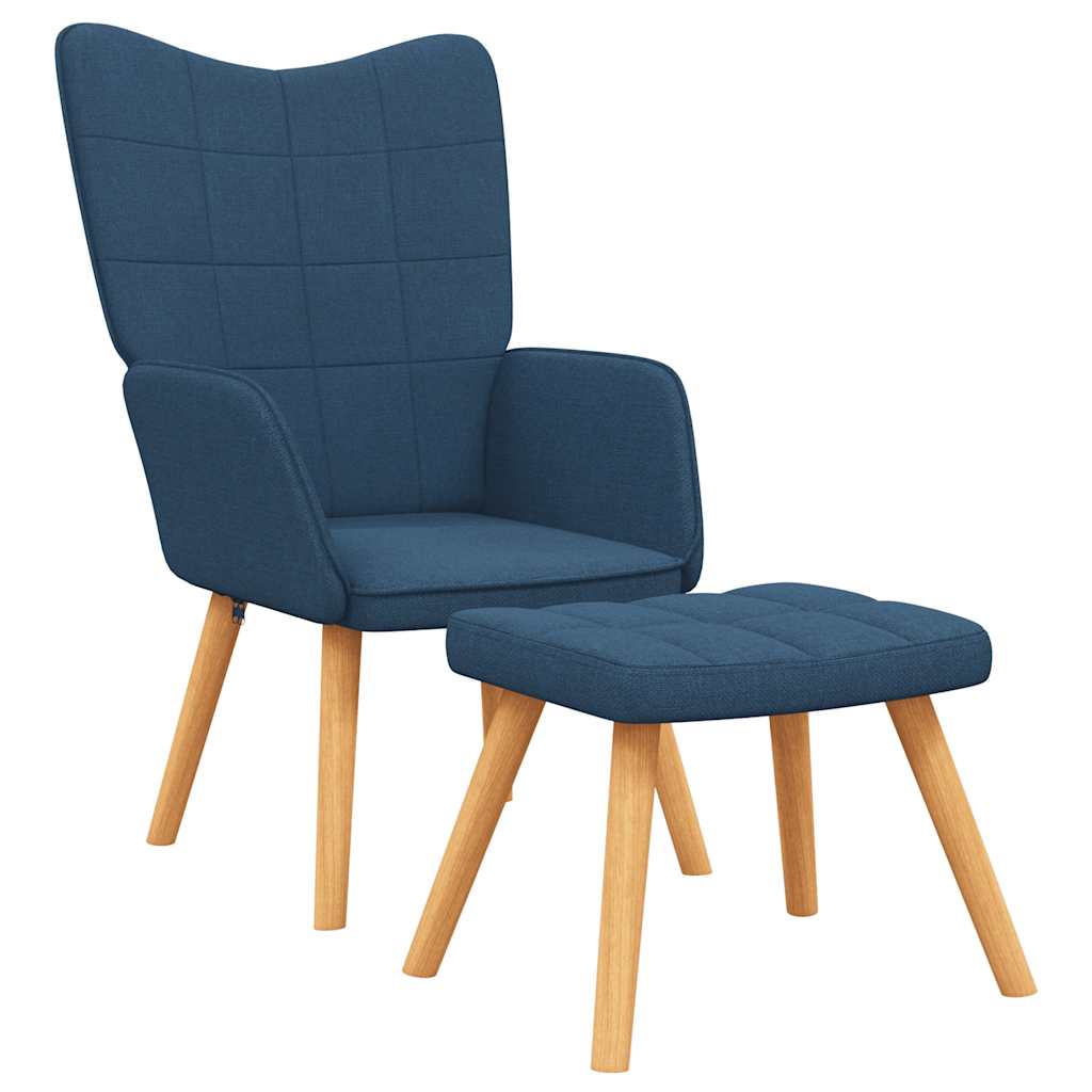 Relaxstoel met voetenbank stof blauw is nu te koop bij PeponiXL, paradijselijk wonen!