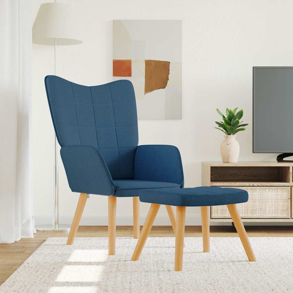 Relaxstoel met voetenbank stof blauw is nu te koop bij PeponiXL, paradijselijk wonen!