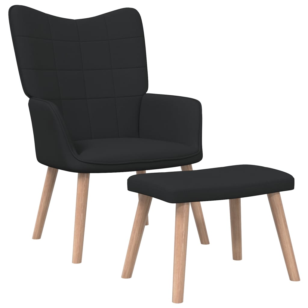 Relaxstoel met voetenbank stof zwart is nu te koop bij PeponiXL, paradijselijk wonen!